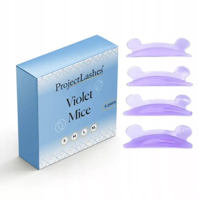 silikoniniai voleliai blakstienu laminavimui violetiniai peles formos blakstienu laminavimo priemones project lashes
